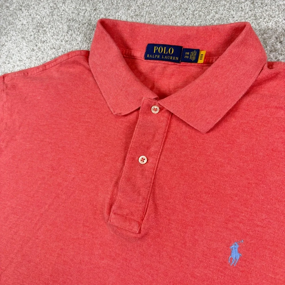 Polo Ralph Lauren Polo Shirt Men 2XB Coral Red Short Sleeve Pony Logo Cotton